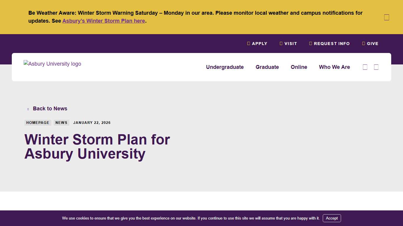 Winter Storm Plan for Asbury University www.asbury.edu