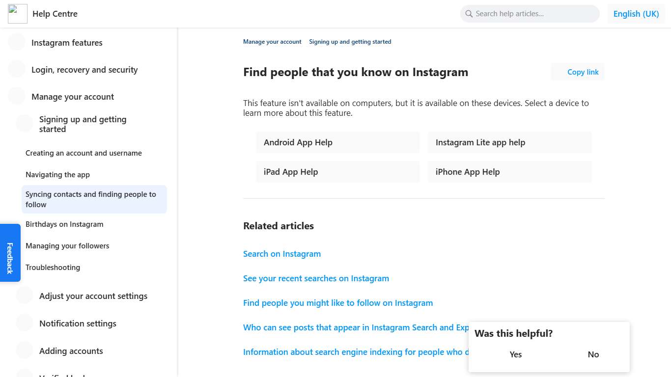 Find people that you know on Instagram Instagram Help Centre